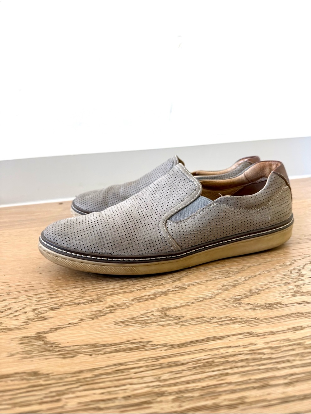 Johnston & Murphy Perforated Slip-On Loafers - Gray
